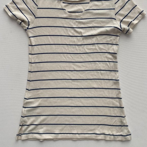 LNA Striped Back Loop Rib Top Navy / Off White - Picture 4 of 4